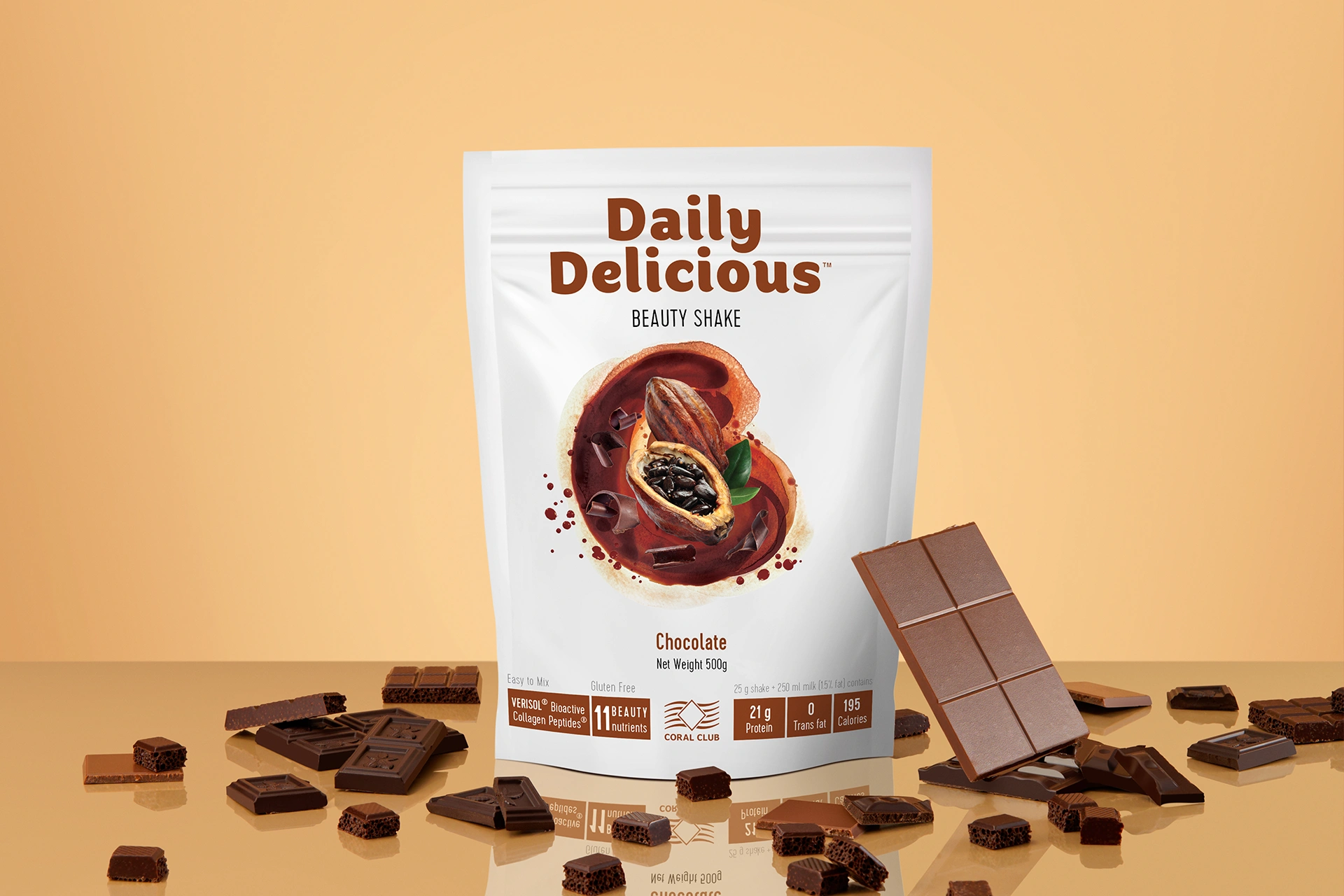 Daily Delicious Beauty Shake s příchutí čokolády (211700)