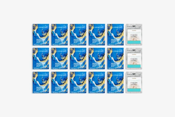 Hydro Boost biocelulózová pleťová maska, V balení 5 sáčků po 25 ml + Coral-Mine Koral-Mine, 3×10 sáčků